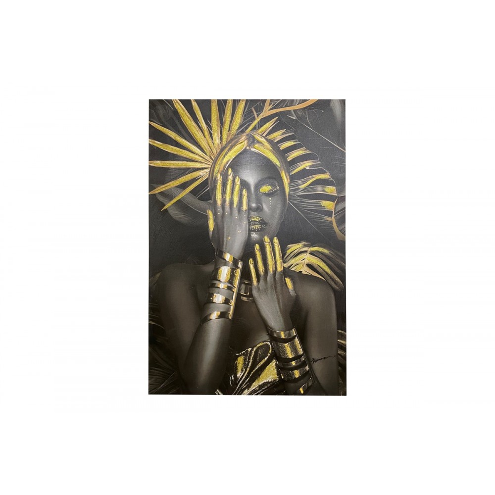 Πίνακας σε καμβά "UMONE" σε μαύρο/χρυσό χρώμα 80x3x120