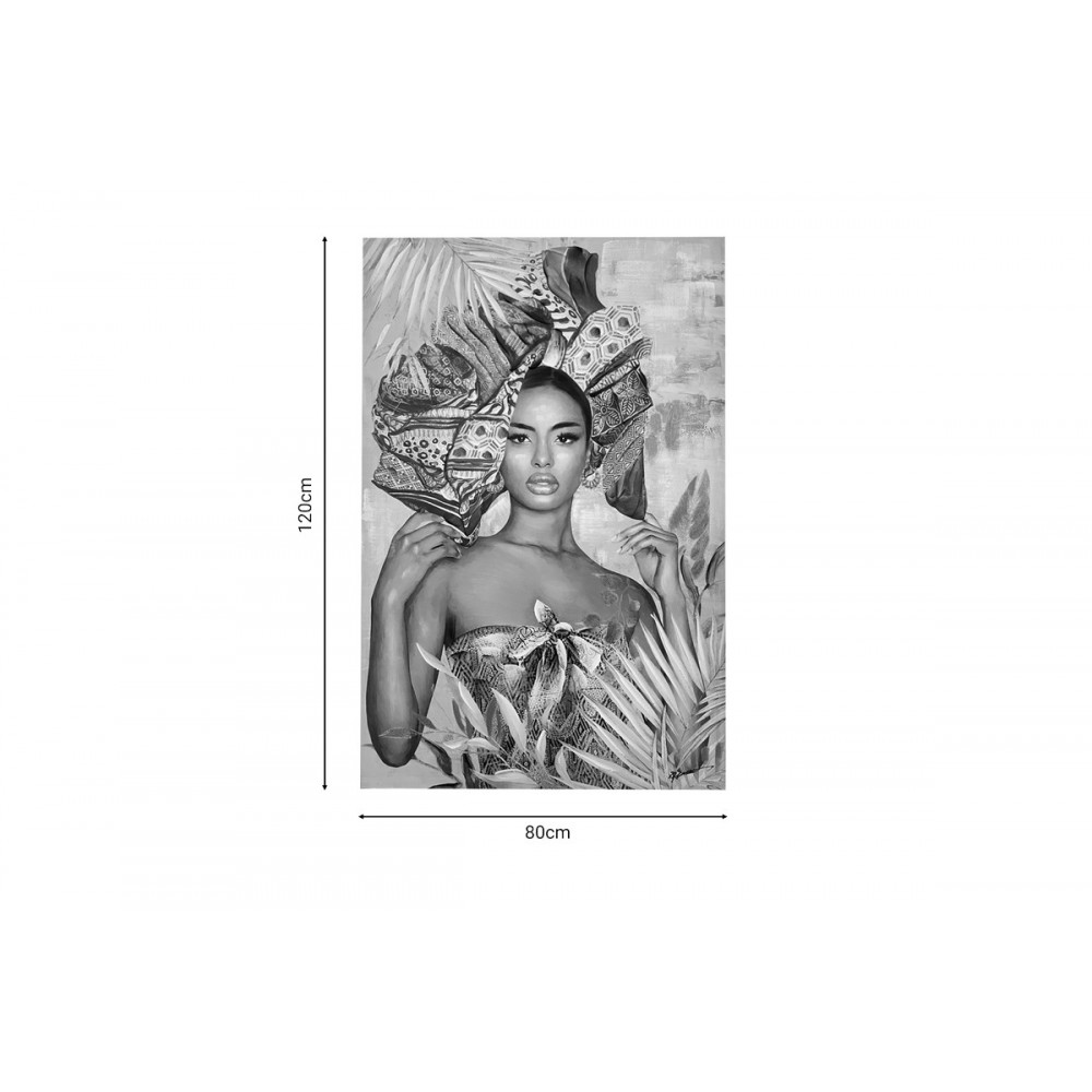 Πίνακας σε καμβά "JEWLER" σε γκρι/μπεζ χρώμα 80x3.5x120