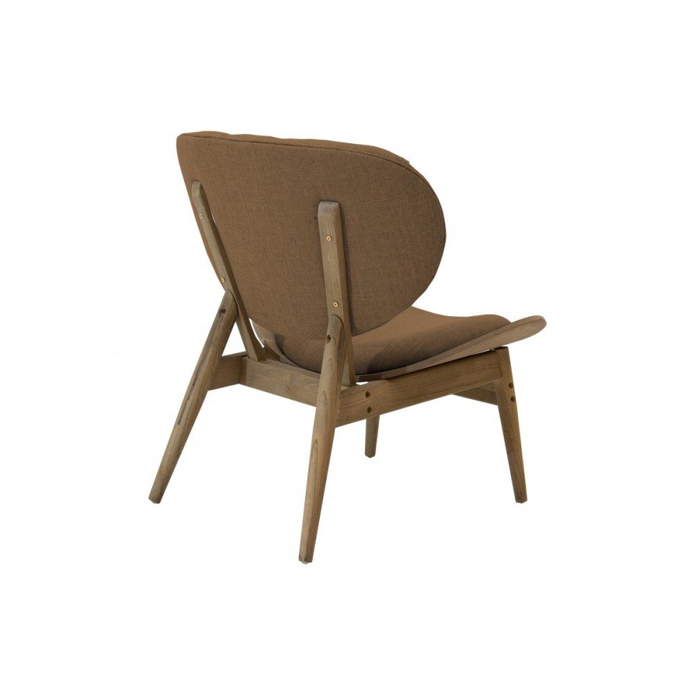 Πολυθρόνα relax "UDALLE" από ξύλο/ύφασμα σε καρυδί/καφέ χρώμα 77x70x82