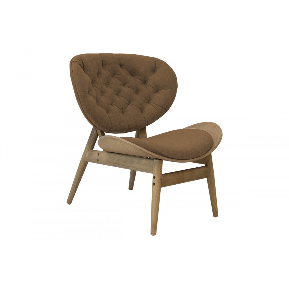 Πολυθρόνα relax "UDALLE" από ξύλο/ύφασμα σε καρυδί/καφέ χρώμα 77x70x82