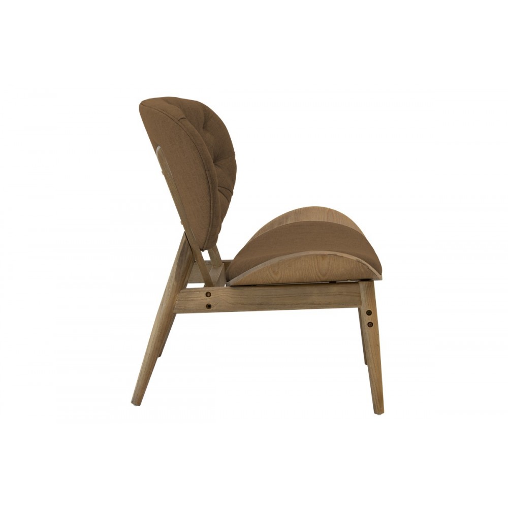 Πολυθρόνα relax "UDALLE" από ξύλο/ύφασμα σε καρυδί/καφέ χρώμα 77x70x82