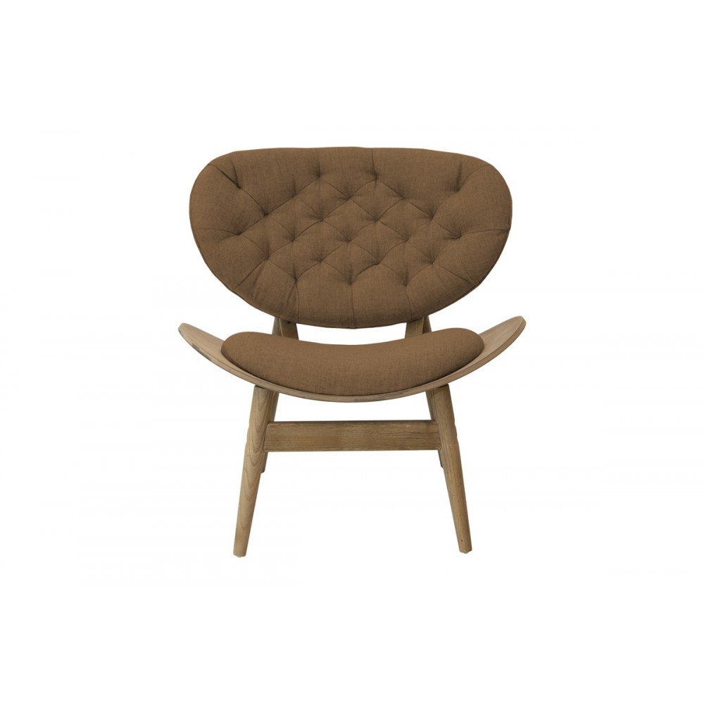 Πολυθρόνα relax "UDALLE" από ξύλο/ύφασμα σε καρυδί/καφέ χρώμα 77x70x82