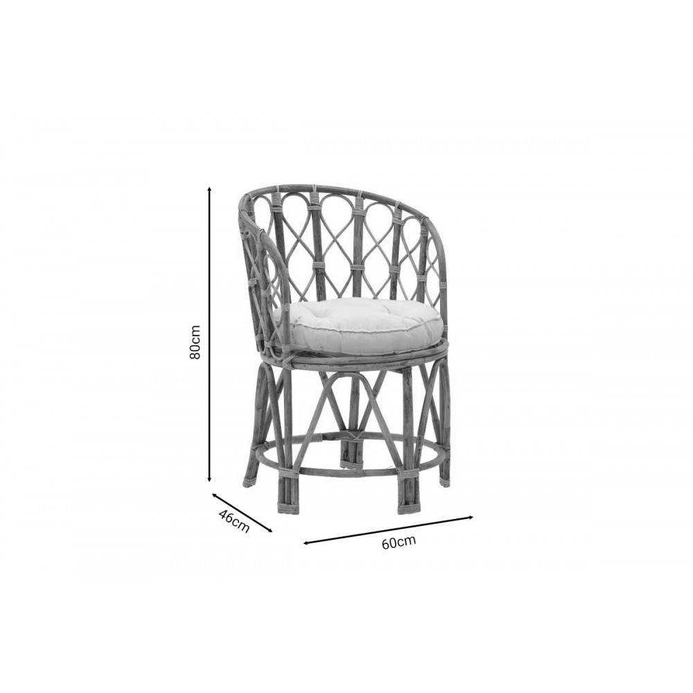 Πολυθρόνα "ROSTAN" από rattan σε φυσικό χρώμα 60x46x80