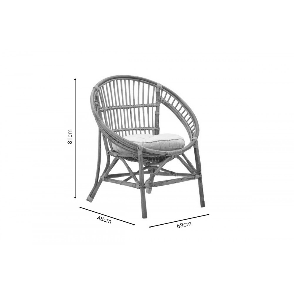 Πολυθρόνα "BLORE" από rattan σε φυσικό χρώμα 68x48x81