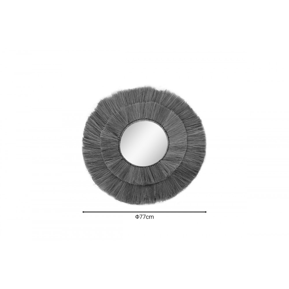 Καθρέπτης "KRAVA" από ψάθα σε φυσικό χρώμα Φ77x3