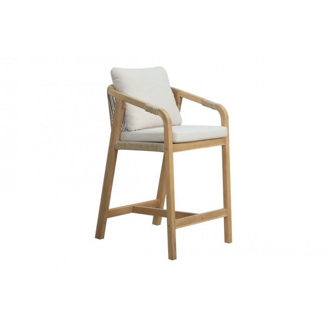 Σκαμπό μπαρ "LUCIANA" από ξύλο/ύφασμα σε φυσικό/μπεζ χρώμα 68x55x97.5