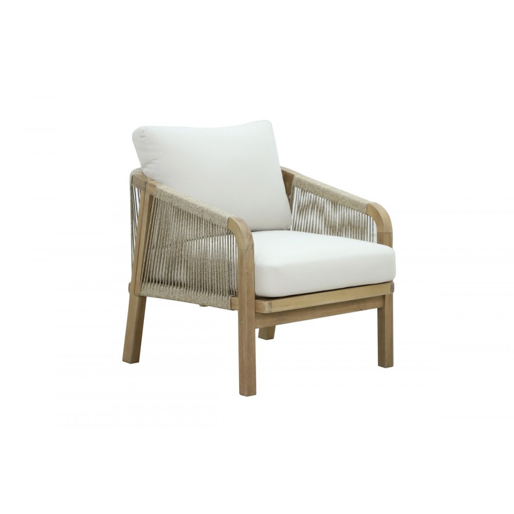 Σετ σαλονιού 4τμχ "MALIBU I" από ξύλο/ύφασμα σε φυσικό/μπεζ χρώμα 127.5x65x36.5