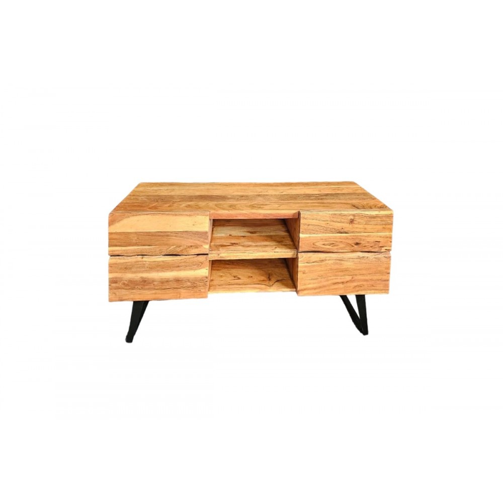 Έπιπλο τηλεόρασης "DERVIE" από ξύλο σε φυσικό χρώμα 130x43.5x66.5