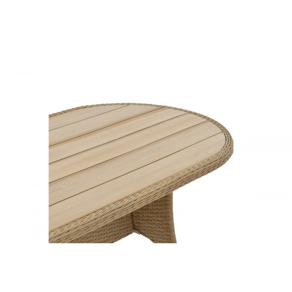 Tραπεζαρία 7τμχ "HADRIAN-KEIR" από rattan/αλουμίνιο σε καφέ χρώμα 180x90x72