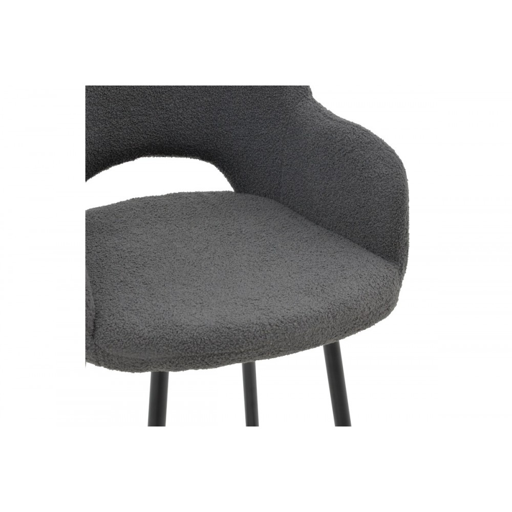 Σκαμπό μπαρ "RENISH" από μπουκλέ ύφασμα/μέταλλο σε γκρι/μαύρο χρώμα 51x57x114