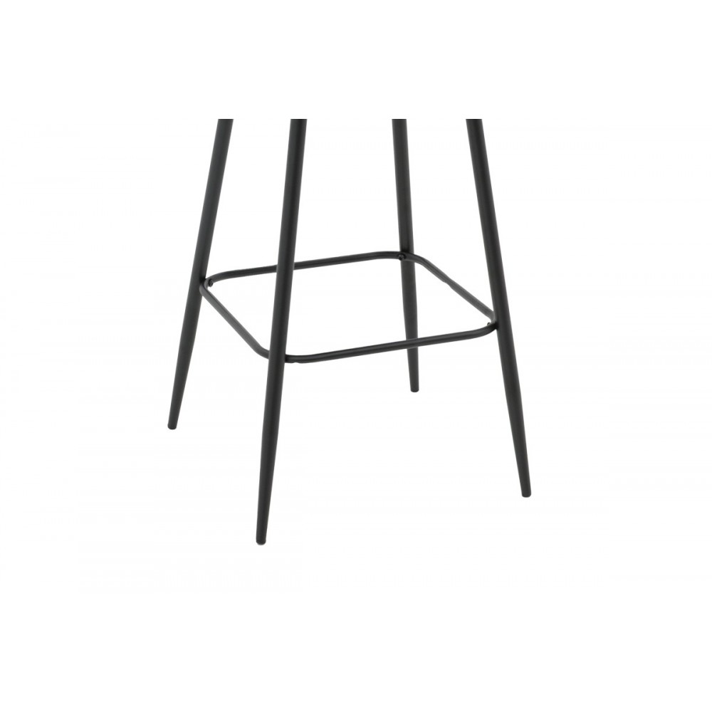 Σκαμπό μπαρ "RENISH" από μπουκλέ ύφασμα/μέταλλο σε εκρού/μαύρο χρώμα 51x57x114