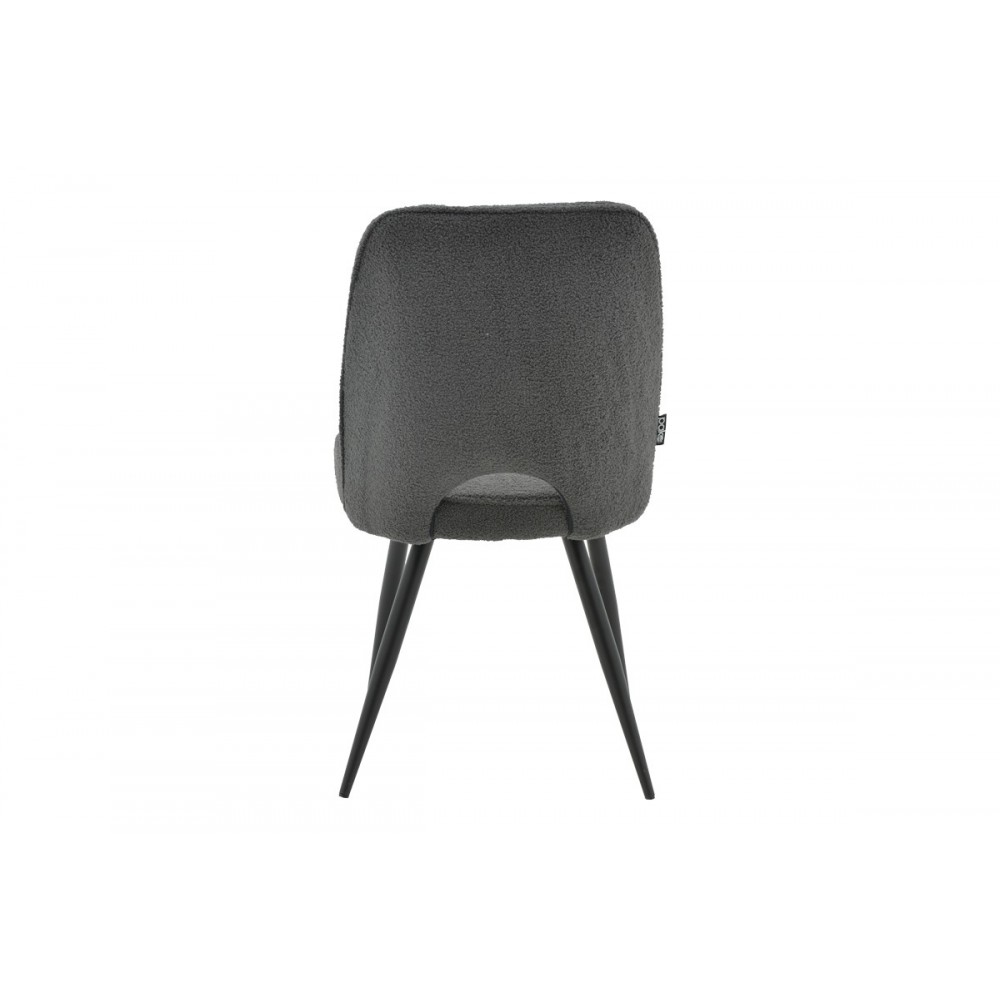 Καρέκλα "RENISH" από μπουκλέ ύφασμα/μέταλλο σε γκρι/μαύρο χρώμα 61x47x91.5