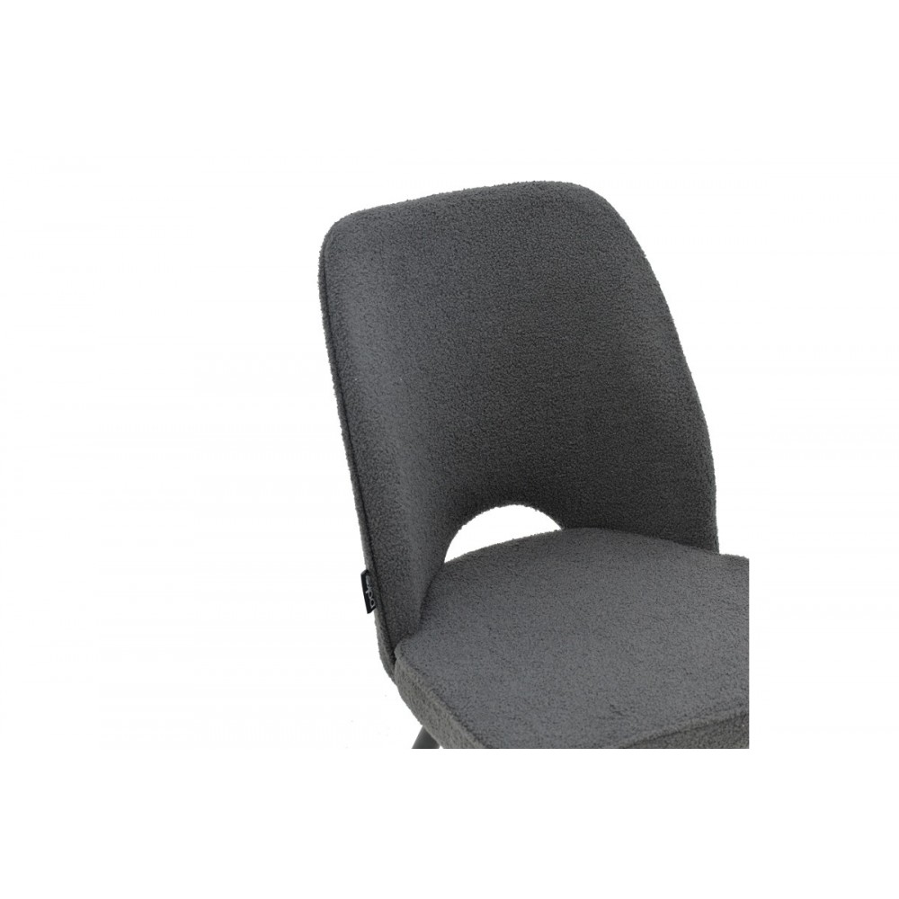 Καρέκλα "RENISH" από μπουκλέ ύφασμα/μέταλλο σε γκρι/μαύρο χρώμα 61x47x91.5