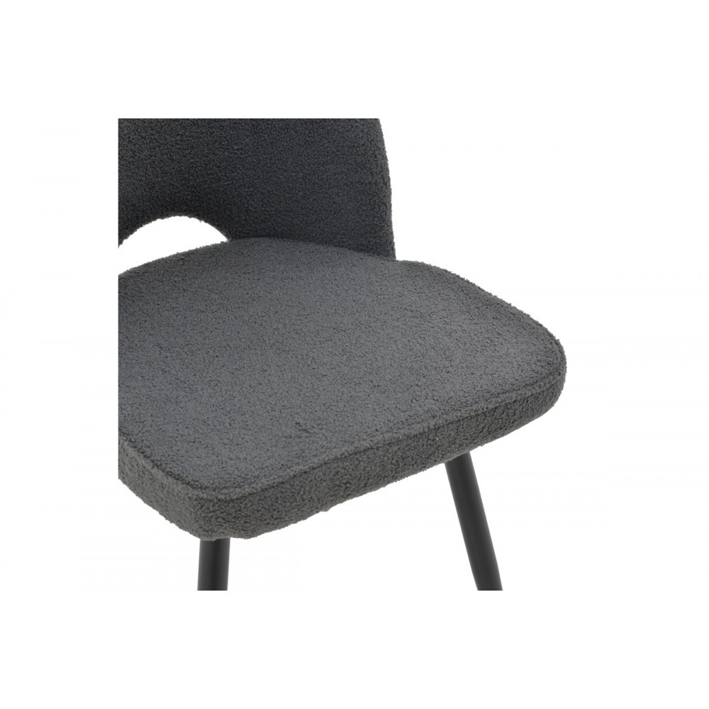 Καρέκλα "RENISH" από μπουκλέ ύφασμα/μέταλλο σε γκρι/μαύρο χρώμα 61x47x91.5