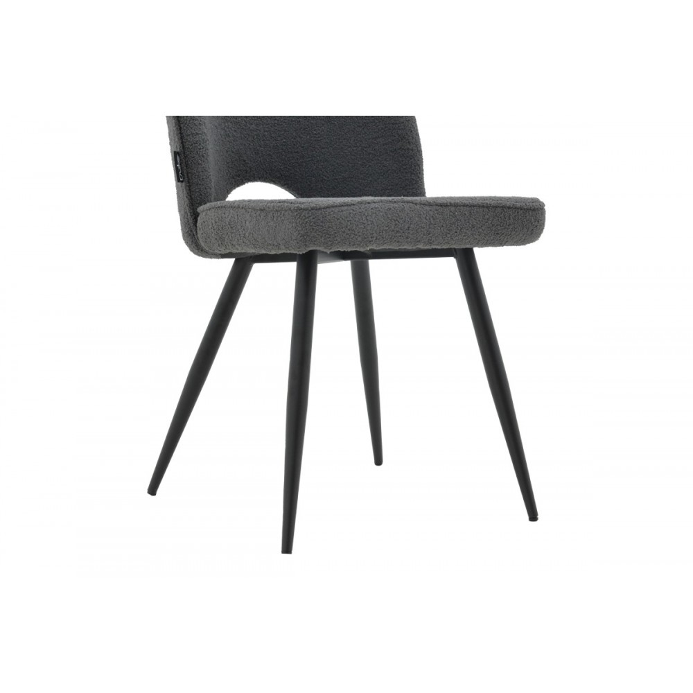 Καρέκλα "RENISH" από μπουκλέ ύφασμα/μέταλλο σε γκρι/μαύρο χρώμα 61x47x91.5