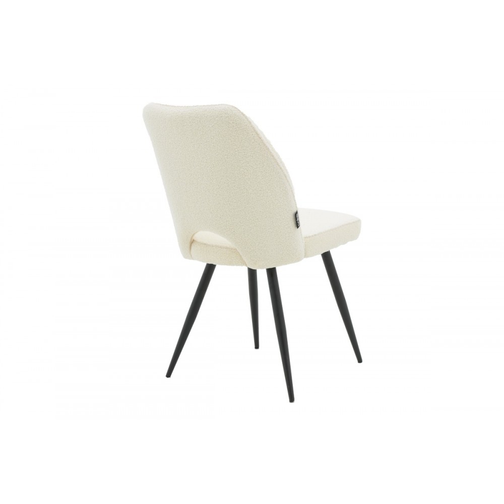 Καρέκλα "RENISH" από μπουκλέ ύφασμα/μέταλλο σε εκρού/μαύρο χρώμα 61x47x91.5