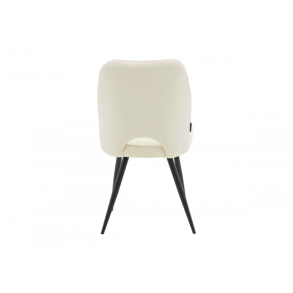 Καρέκλα "RENISH" από μπουκλέ ύφασμα/μέταλλο σε εκρού/μαύρο χρώμα 61x47x91.5