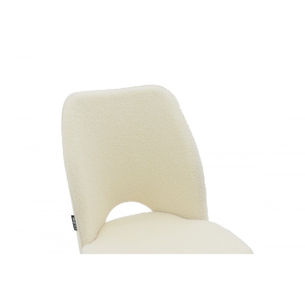 Καρέκλα "RENISH" από μπουκλέ ύφασμα/μέταλλο σε εκρού/μαύρο χρώμα 61x47x91.5