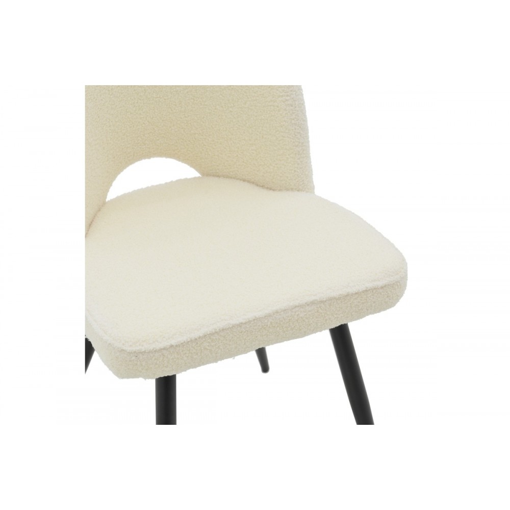 Καρέκλα "RENISH" από μπουκλέ ύφασμα/μέταλλο σε εκρού/μαύρο χρώμα 61x47x91.5