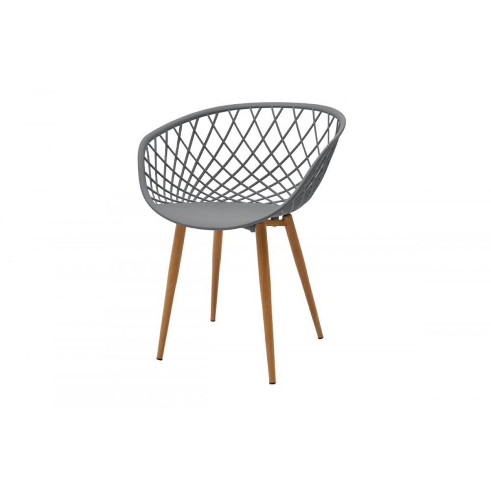 Καρέκλα "EZRA" από pp/μέταλλο σε γκρι/φυσικό χρώμα 62x42x82