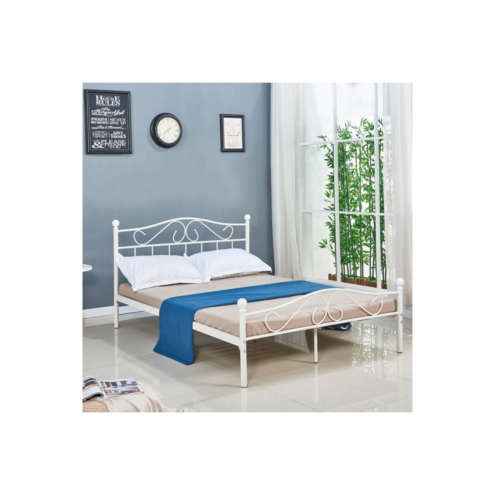 Κρεβάτι "YORICK" από μέταλλο σε λευκό χρώμα 150x200x99