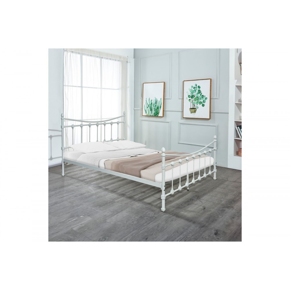 Κρεβάτι "BEOWULF" από μέταλλο σε λευκό χρώμα 140x190x102