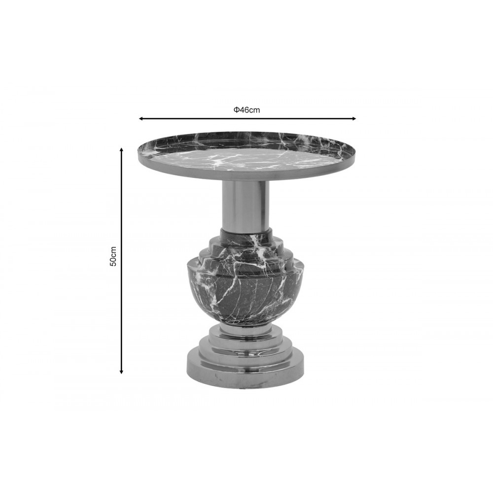 Βοηθητικό τραπέζι "COGENT" από μέταλλο σε μαύρο μαρμάρου/χρυσό χρώμα Φ46x50