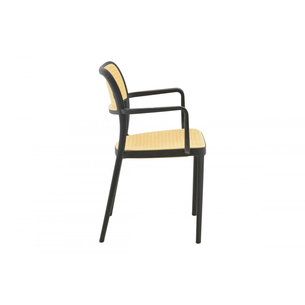 Πολυθρόνα "WESTLEY" από pp σε φυσικό/μαύρο χρώμα 58x47x81