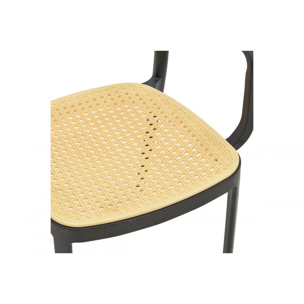 Πολυθρόνα "WESTLEY" από pp σε φυσικό/μαύρο χρώμα 58x47x81