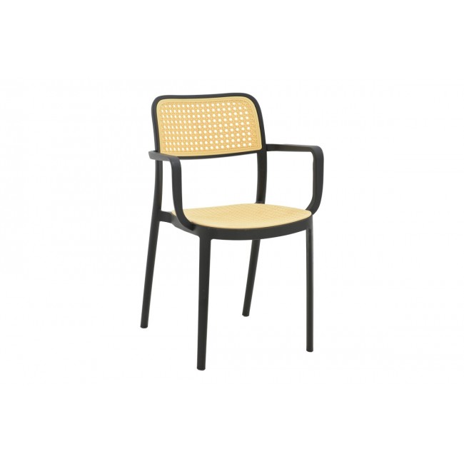 Πολυθρόνα "WESTLEY" από pp σε φυσικό/μαύρο χρώμα 58x47x81