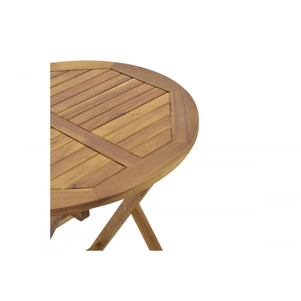 Τραπέζι "CAPRUVA" πτυσσόμενο από ξύλο σε φυσικό χρώμα Φ70x74
