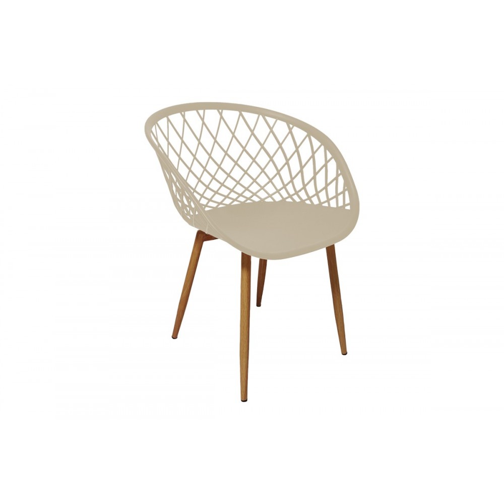 Πολυθρόνα "EZRA" από pp/μέταλλο σε χρώμα καπουτσίνο/φυσικό 62x42x82