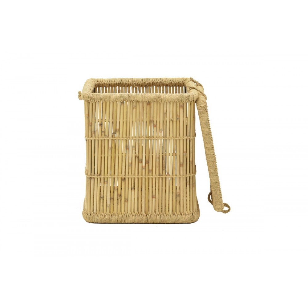Καλάθι απλύτων 2τμχ "DREMIA" από μπαμπού σε φυσικό χρώμα 46x46x55