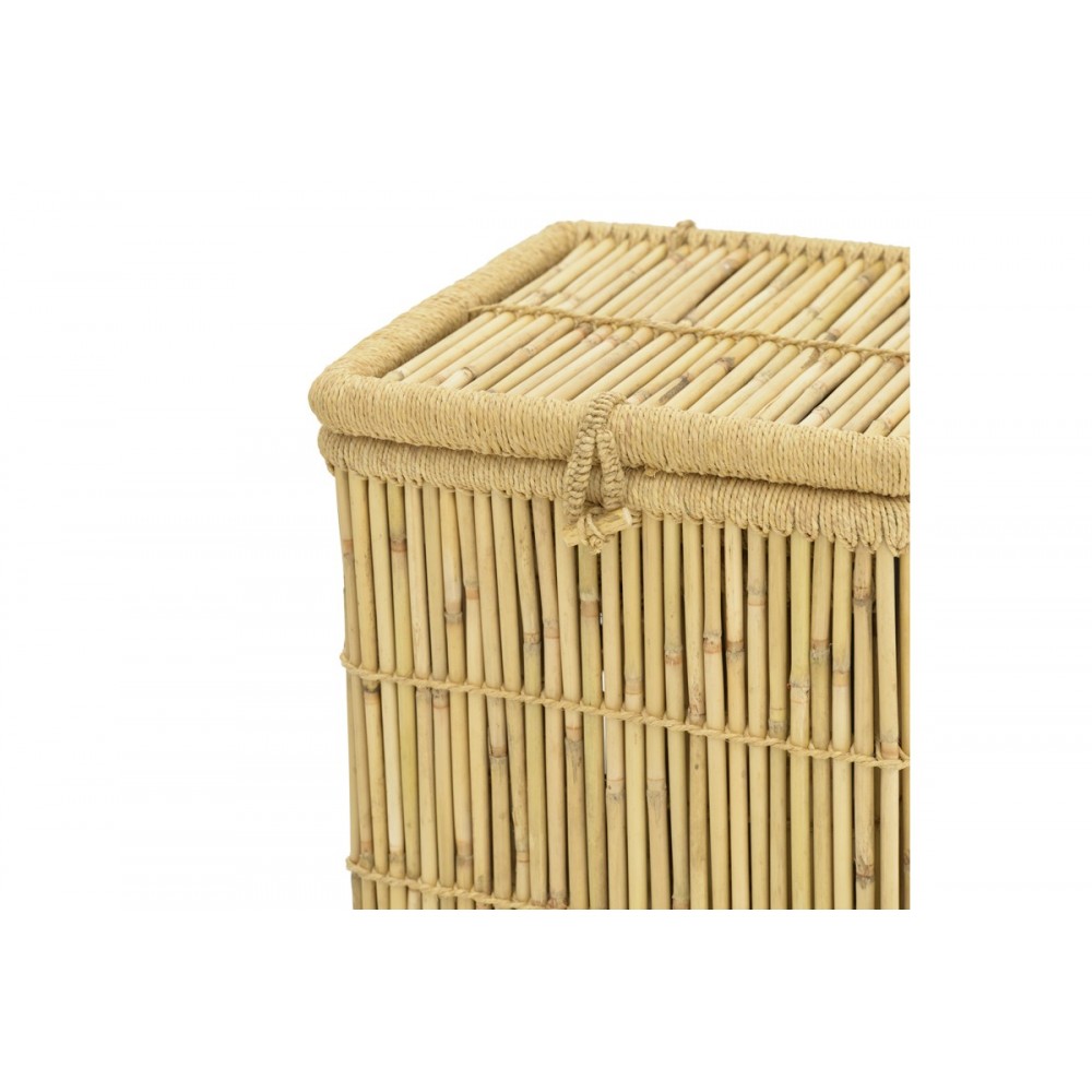 Καλάθι απλύτων 2τμχ "DREMIA" από μπαμπού σε φυσικό χρώμα 46x46x55