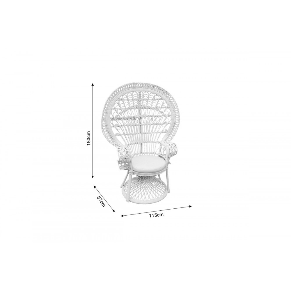 Πολυθρόνα "DOROTHY" από rattan σε λευκό χρώμα 115x57x150