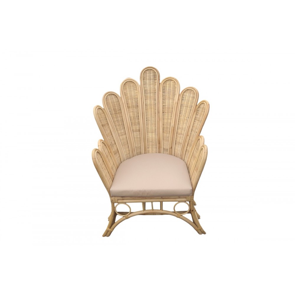 Πολυθρόνα "FRAGIA" από rattan σε φυσικό/μπεζ χρώμα 103x90x120