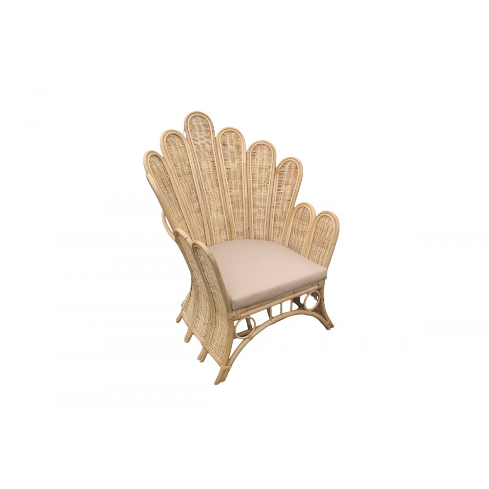 Πολυθρόνα "FRAGIA" από rattan σε φυσικό/μπεζ χρώμα 103x90x120