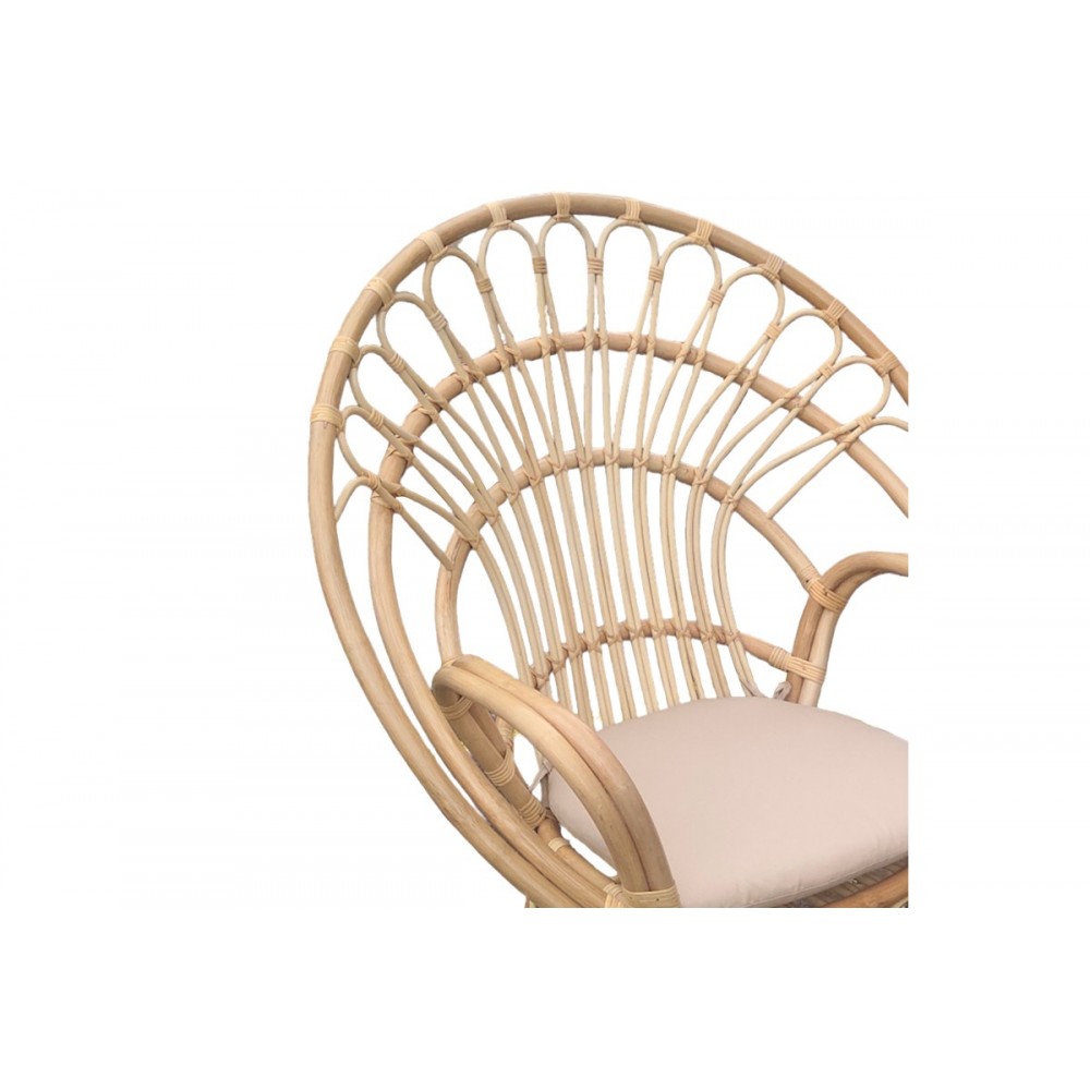 Πολυθρόνα "BOLONI" από rattan σε φυσικό/μπεζ χρώμα 100x67x120