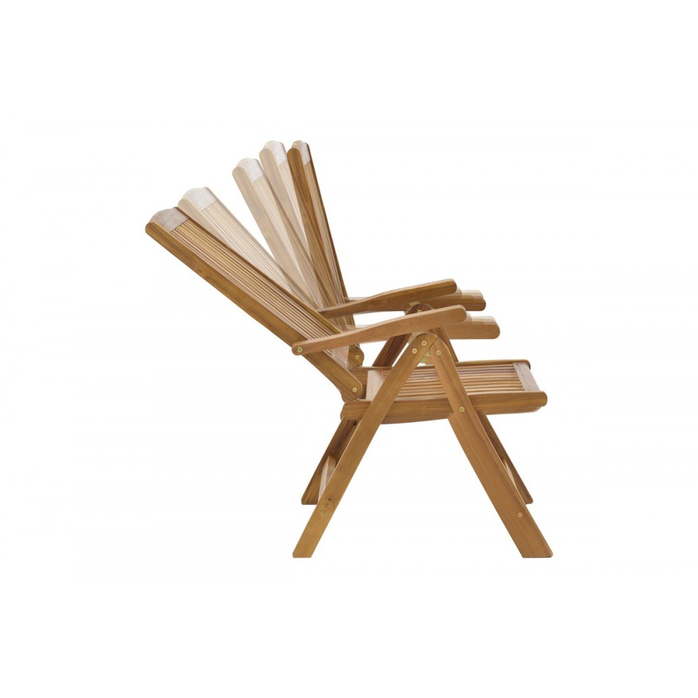 Πολυθρόνα 5 θέσεων "ZERCO" πτυσσόμενη από ξύλο σε φυσικό χρώμα 61x65x110