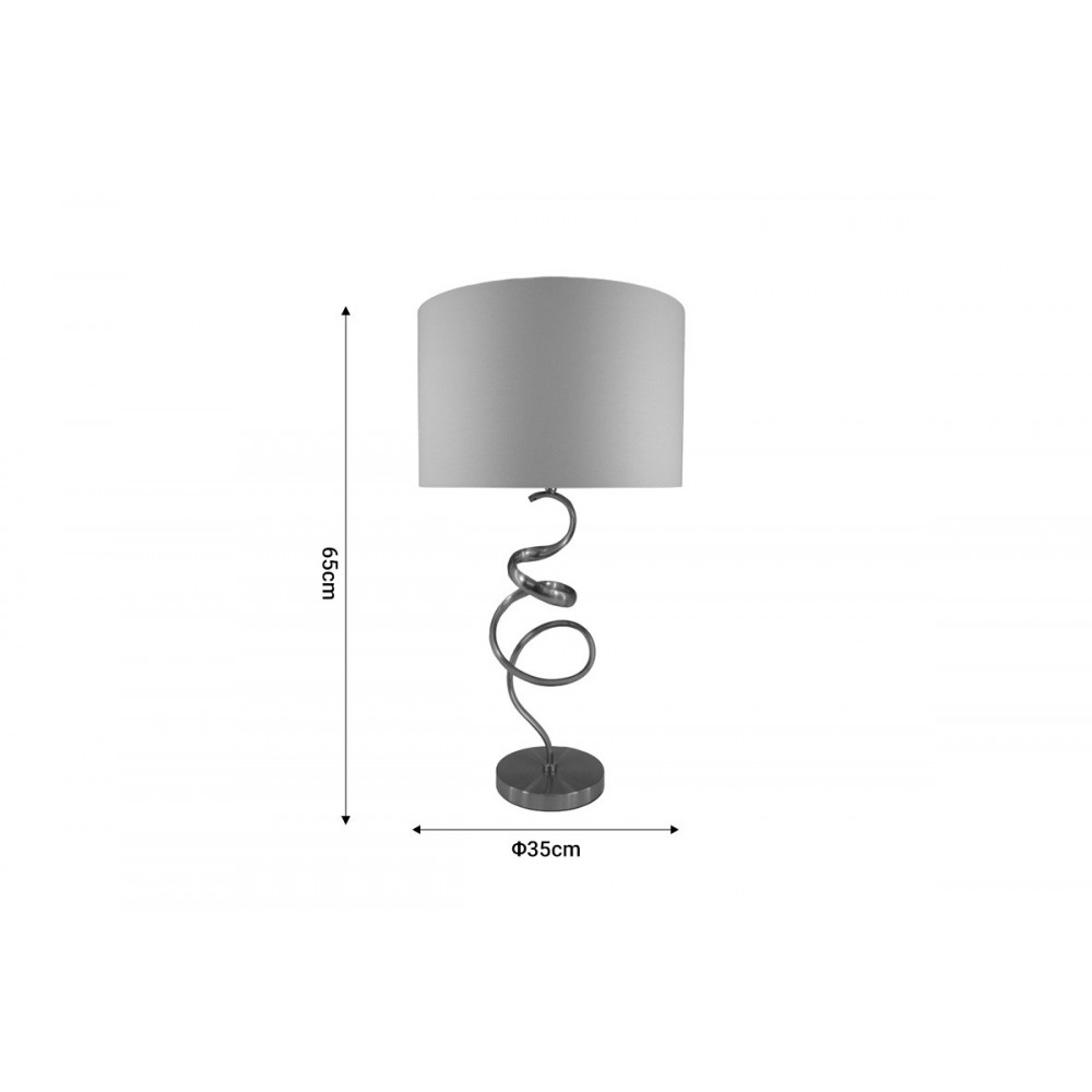 Επιτραπέζιο φωτιστικό "VALOU" από αλουμίνιο/ύφασμα σε ασημί/λευκό χρώμα Φ35x65