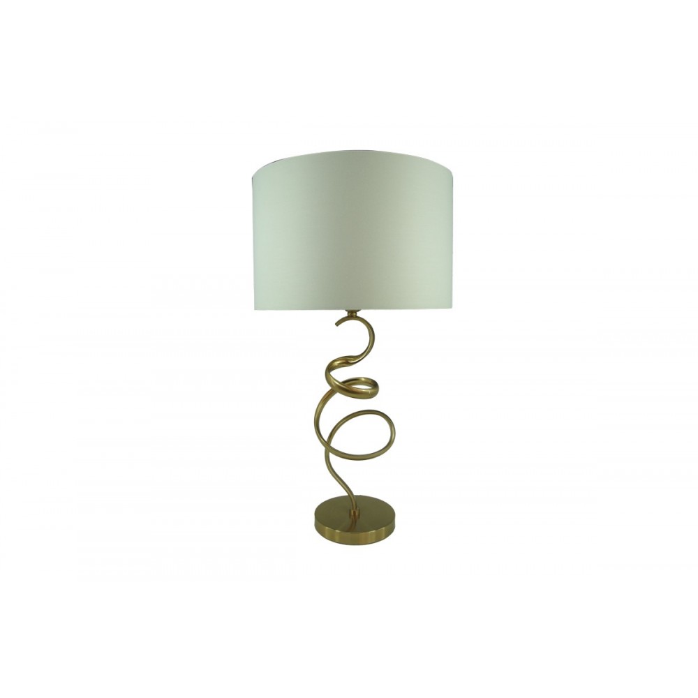 Επιτραπέζιο φωτιστικό "VALOU" από αλουμίνιο/ύφασμα σε χρυσό/λευκό χρώμα Φ35x65