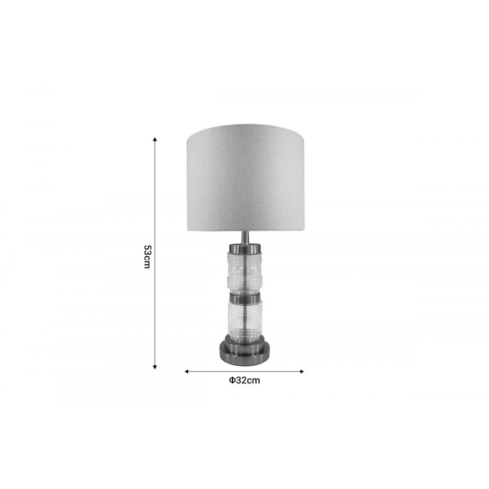 Επιτραπέζιο φωτιστικό "WENXIE" από μέταλλο/ύφασμα σε χρυσό/μπεζ χρώμα Φ32x53