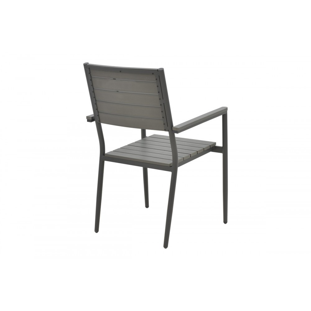 Πολυθρόνα "UPLIFT" από αλουμίνιο/polywood σε ανθρακί/γκρι χρώμα 60x56.3x89