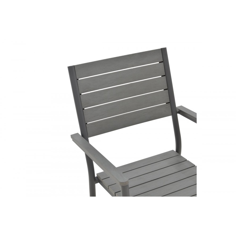 Πολυθρόνα "UPLIFT" από αλουμίνιο/polywood σε ανθρακί/γκρι χρώμα 60x56.3x89