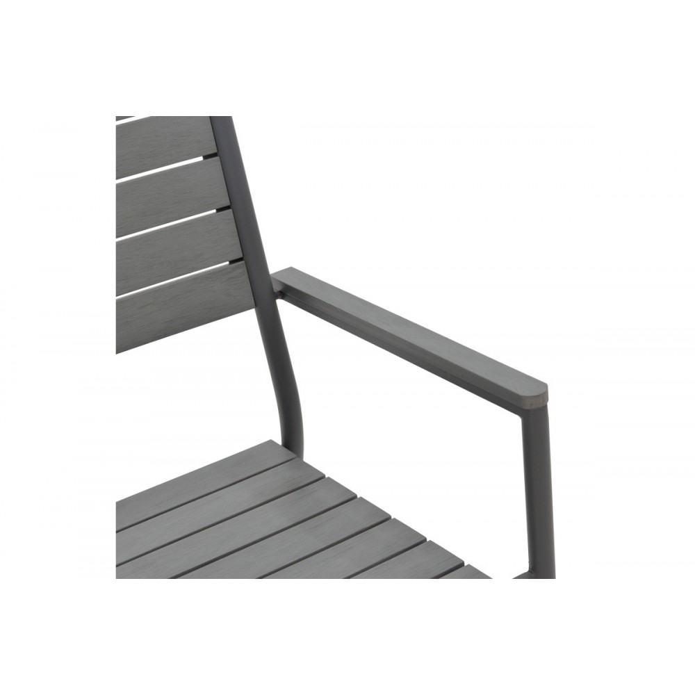 Πολυθρόνα "UPLIFT" από αλουμίνιο/polywood σε ανθρακί/γκρι χρώμα 60x56.3x89