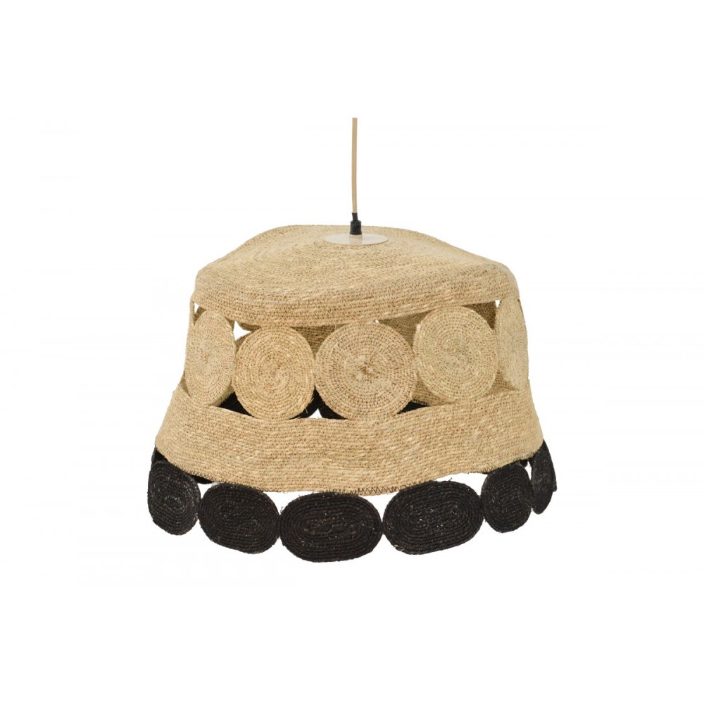 Φωτιστικό οροφής "LOZIR" από μέταλλο/γιούτα σε φυσικό/μαύρο χρώμα Φ60x110