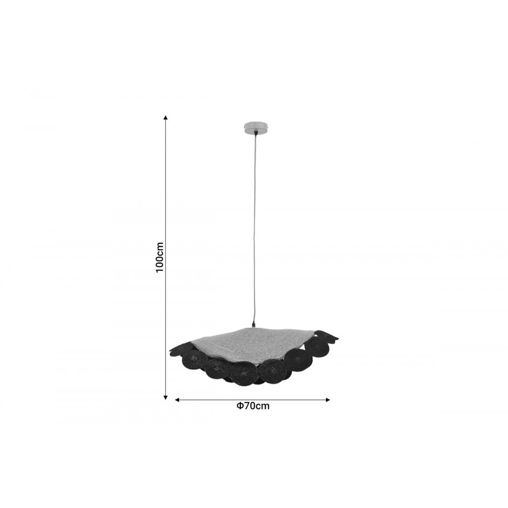 Φωτιστικό οροφής "KONO" από γιούτα σε φυσικό/μαύρο χρώμα Φ70x100
