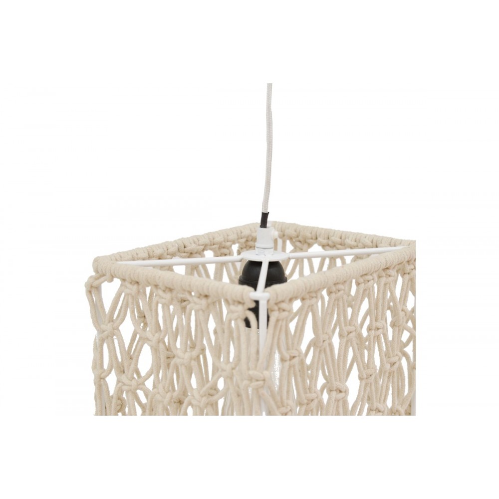 Φωτιστικό οροφής "MATON" από μέταλλο/μακραμέ σε φυσικό χρώμα 30x22x110