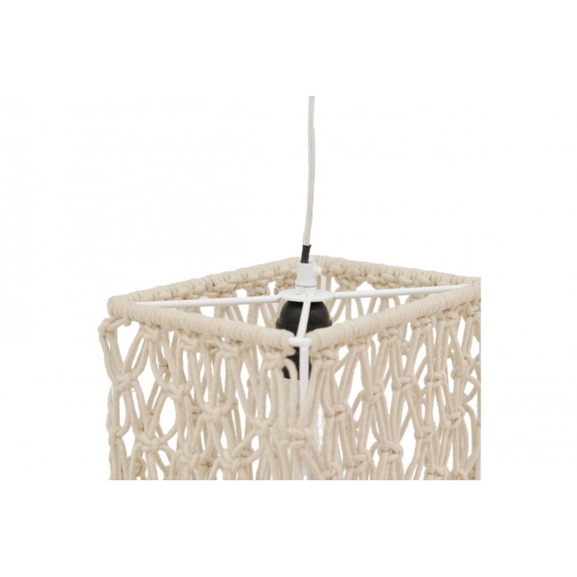 Φωτιστικό οροφής "MATON" από μέταλλο/μακραμέ σε φυσικό χρώμα 30x22x110