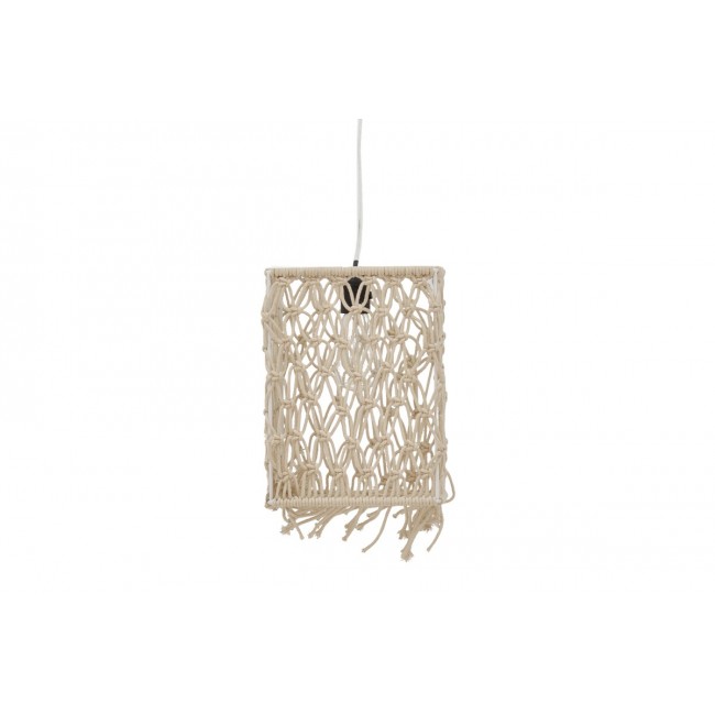 Φωτιστικό οροφής "MATON" από μέταλλο/μακραμέ σε φυσικό χρώμα 30x22x110